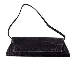 Danier Purple Elegant Crocodile-Embossed Clutch